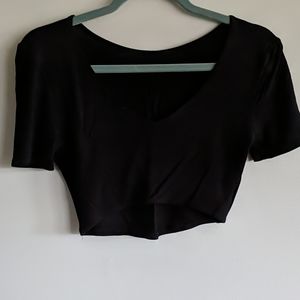 Charlotte Russe Short Sleeved Black Crop Top
